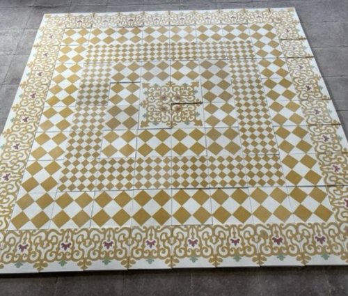 Alfombra Damero Mostaza